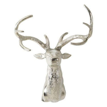 Large Nickel Finish Floor Standing Stag