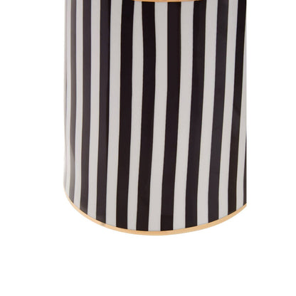 Doria Small Black And White Stripes Ceramic Jar