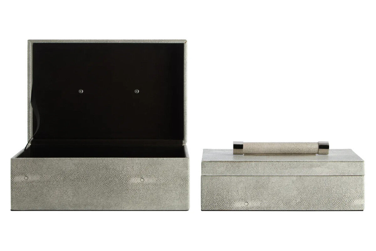 Cardona Set of Two Grey Shagreen Effect Trinket Boxes — view 2