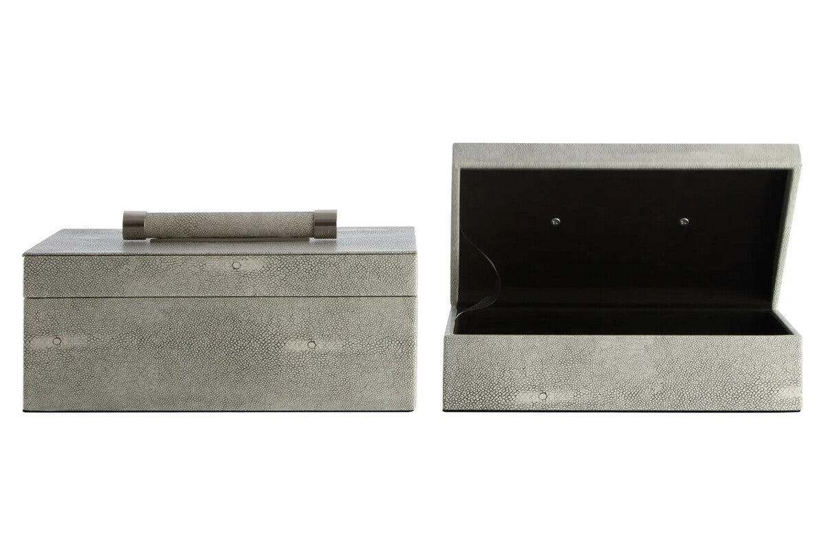 Cardona Set of Two Grey Shagreen Effect Trinket Boxes — view 3