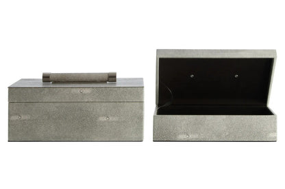 Cardona Set of Two Grey Shagreen Effect Trinket Boxes — view 3