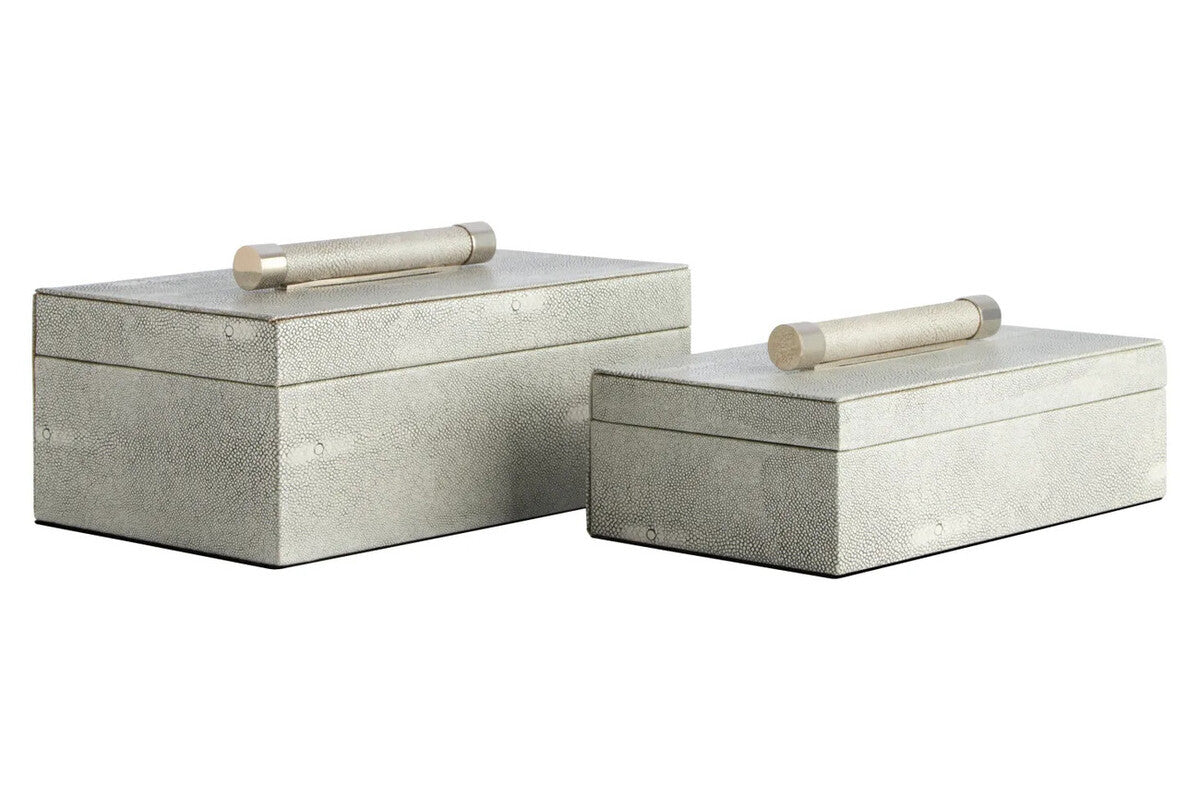 Cardona Set of Two Grey Shagreen Effect Trinket Boxes — view 4