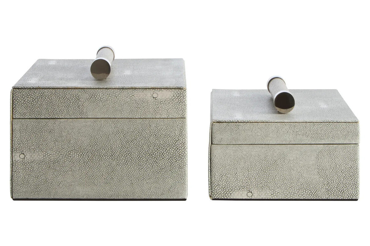 Cardona Set of Two Grey Shagreen Effect Trinket Boxes — view 5