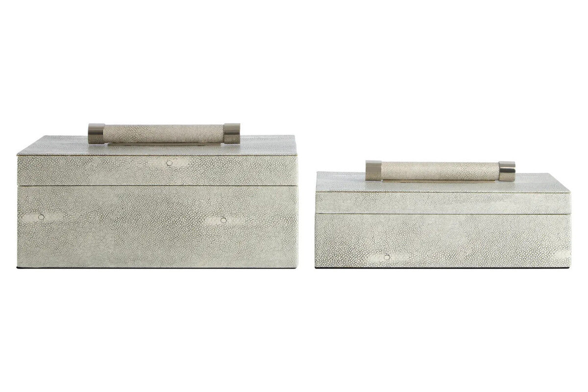 Cardona Set of Two Grey Shagreen Effect Trinket Boxes — view 1