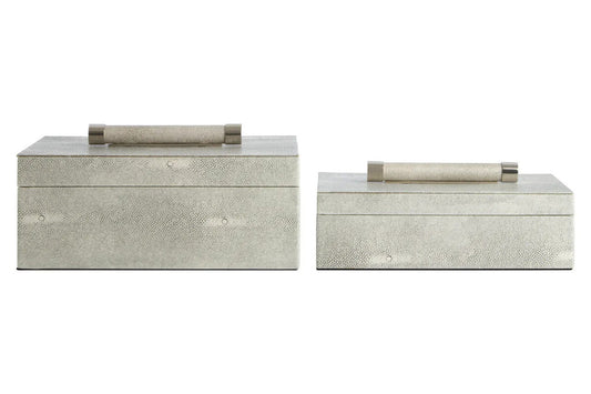 Cardona Set of Two Grey Shagreen Effect Trinket Boxes — view 1