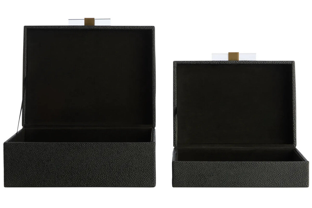 Cardona Set of Two Black Shagreen Effect Trinket Boxes — view 2