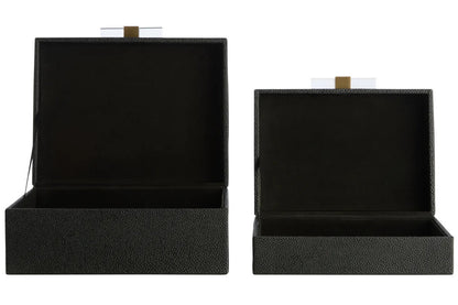 Cardona Set of Two Black Shagreen Effect Trinket Boxes — view 2