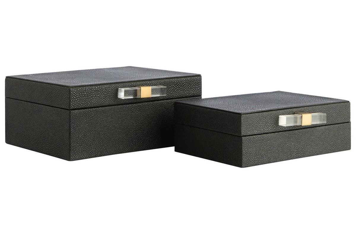 Cardona Set of Two Black Shagreen Effect Trinket Boxes — view 3