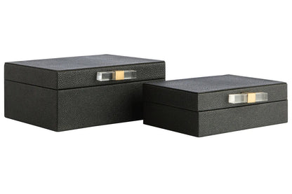 Cardona Set of Two Black Shagreen Effect Trinket Boxes — view 3