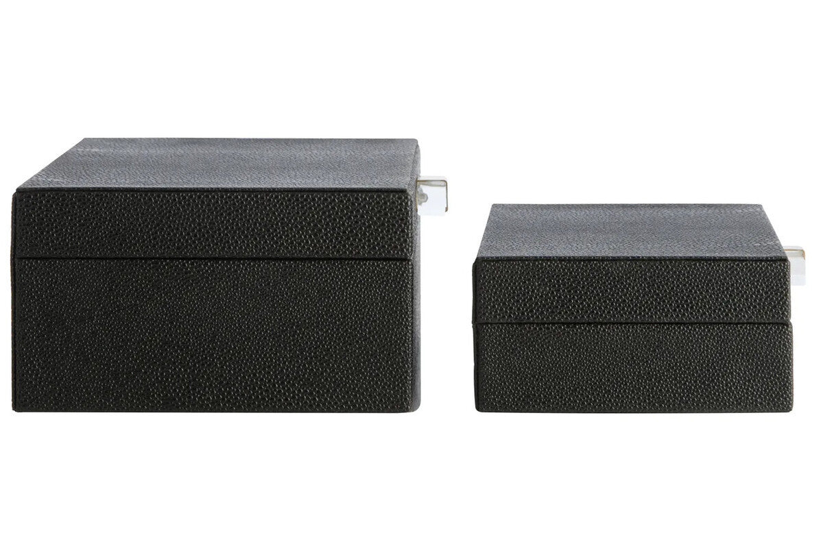 Cardona Set of Two Black Shagreen Effect Trinket Boxes — view 4