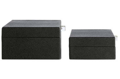 Cardona Set of Two Black Shagreen Effect Trinket Boxes — view 4