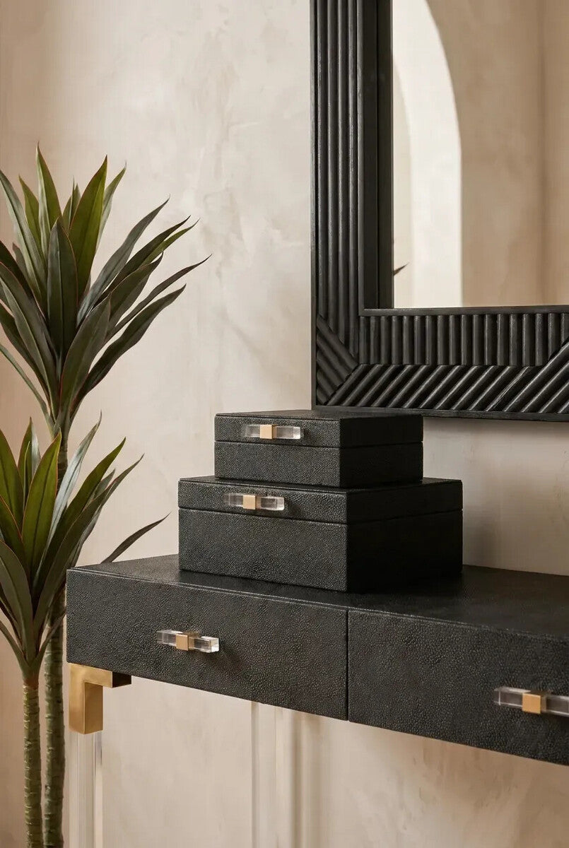 Cardona Set of Two Black Shagreen Effect Trinket Boxes — view 9