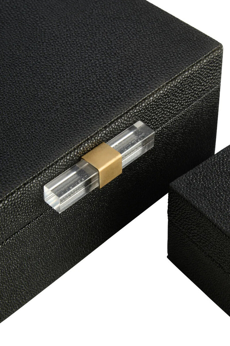 Cardona Set of Two Black Shagreen Effect Trinket Boxes — view 6