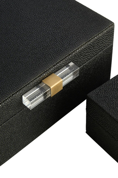 Cardona Set of Two Black Shagreen Effect Trinket Boxes — view 6