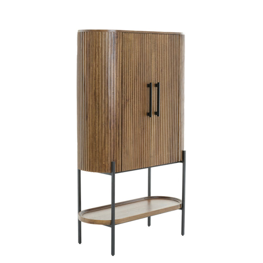 Dumosi Tall Wooden Cabinet - Dark Brown