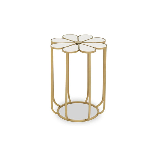 Rabia Petal Side Table With Mirrored Top — view 1