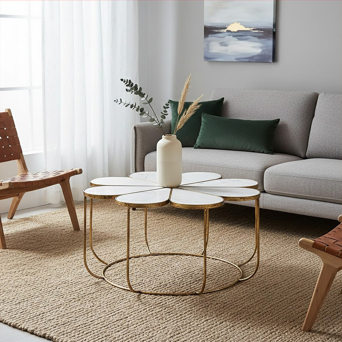 Rabia Petal Coffee Table With Marble Top — view 8