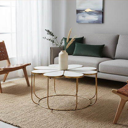 Rabia Petal Coffee Table With Marble Top — view 8
