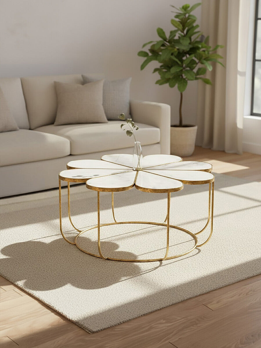 Rabia Petal Coffee Table With Marble Top — view 6