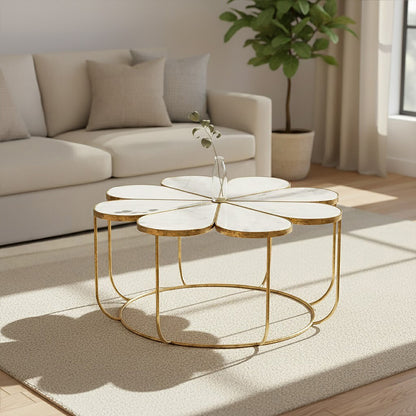 Rabia Petal Coffee Table With Marble Top — view 5