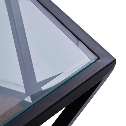 Cibo Hexagon Glass Coffee Table with Black Frame — view 5