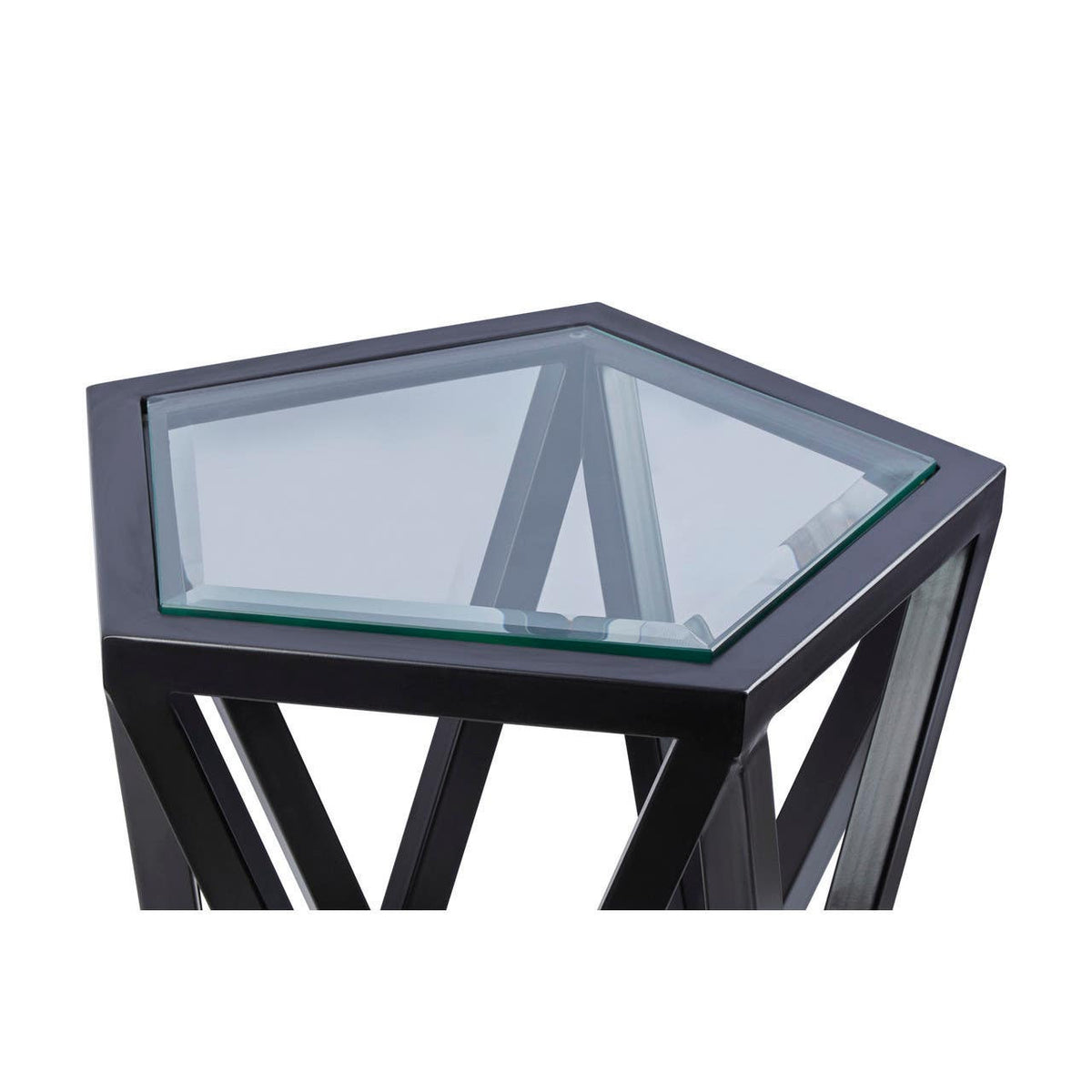 Cibo Hexagon Glass Side Table with Black Frame — view 2