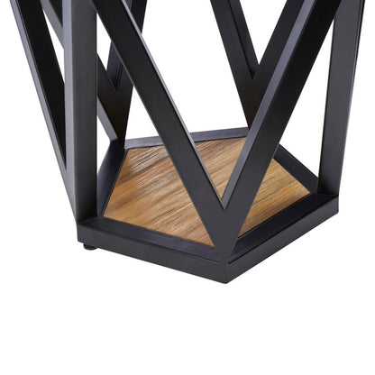 Cibo Hexagon Glass Side Table with Black Frame — view 3