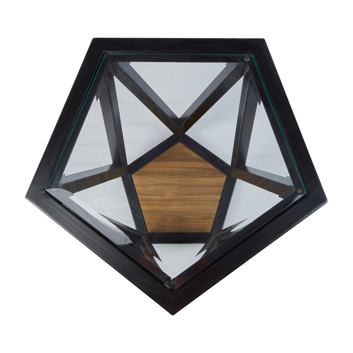 Cibo Hexagon Glass Side Table with Black Frame — view 4