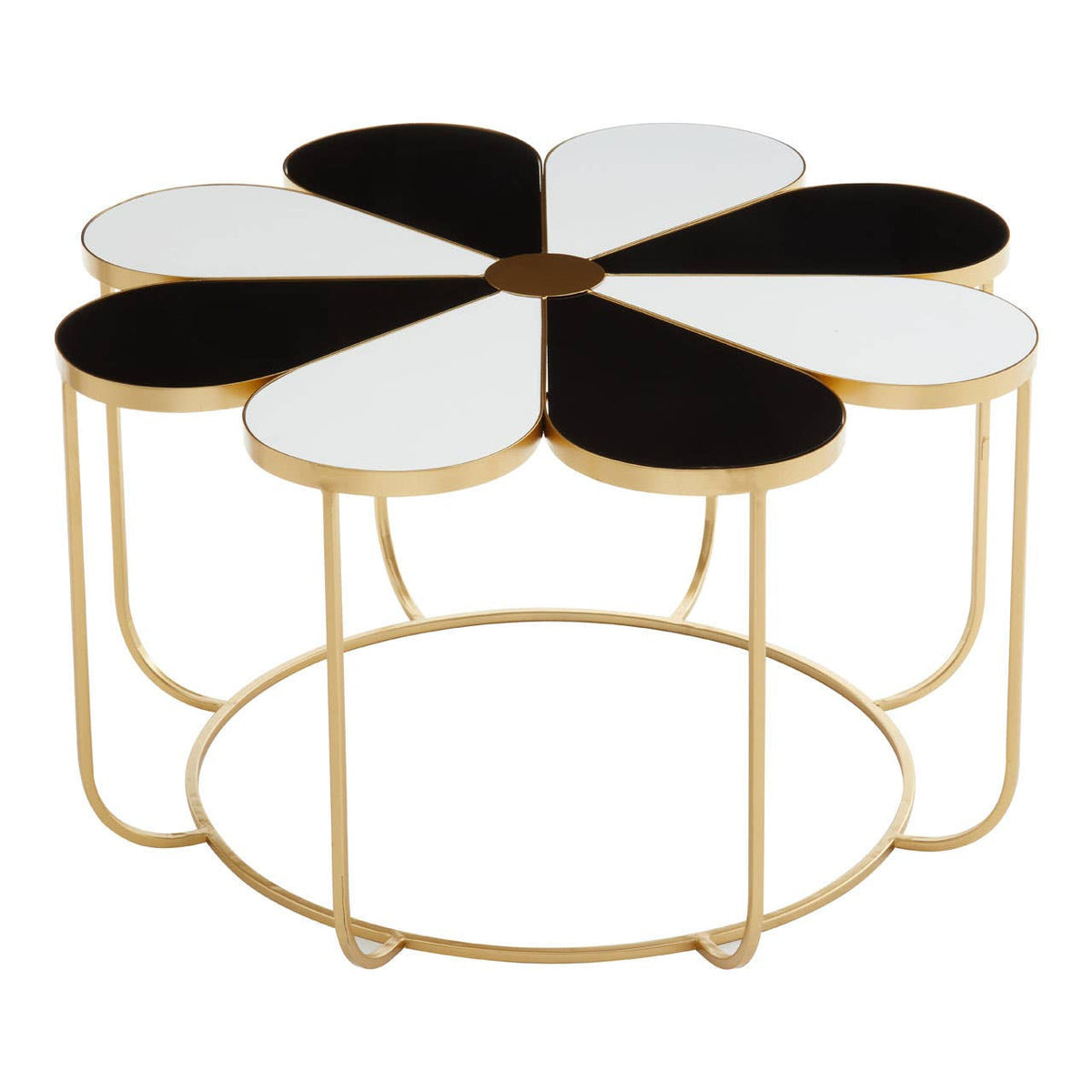 Jodie Black And White Top Petal Shape Coffee Table — view 2