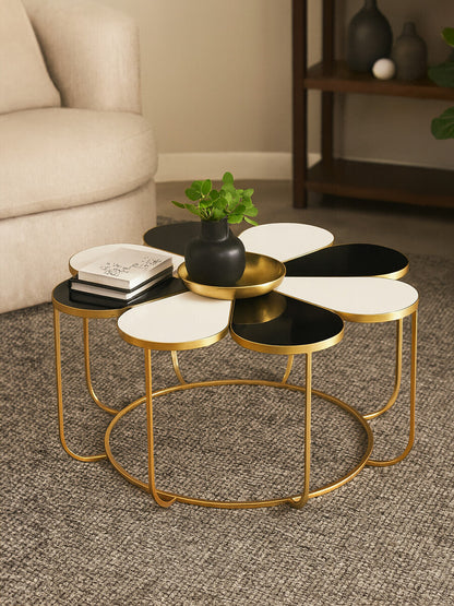 Jodie Black And White Top Petal Shape Coffee Table — view 5