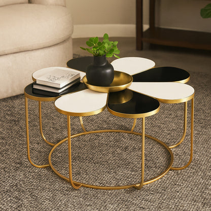 Jodie Black And White Top Petal Shape Coffee Table — view 6