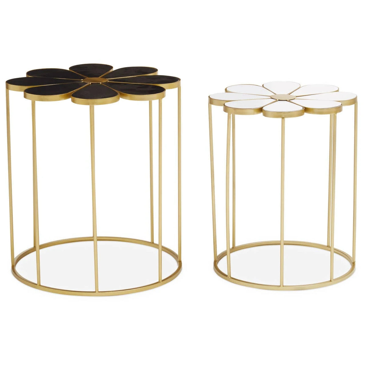 Jodie Set Of Two Black And White Petal Side Tables — view 1