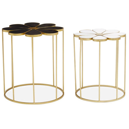 Jodie Set Of Two Black And White Petal Side Tables — view 1