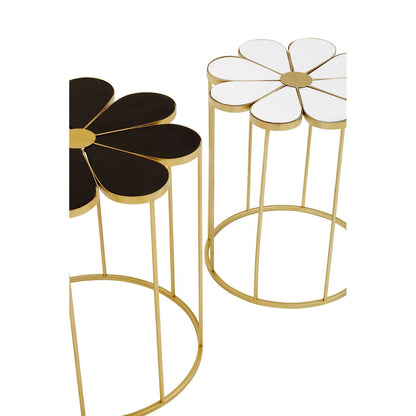 Jodie Set Of Two Black And White Petal Side Tables — view 3