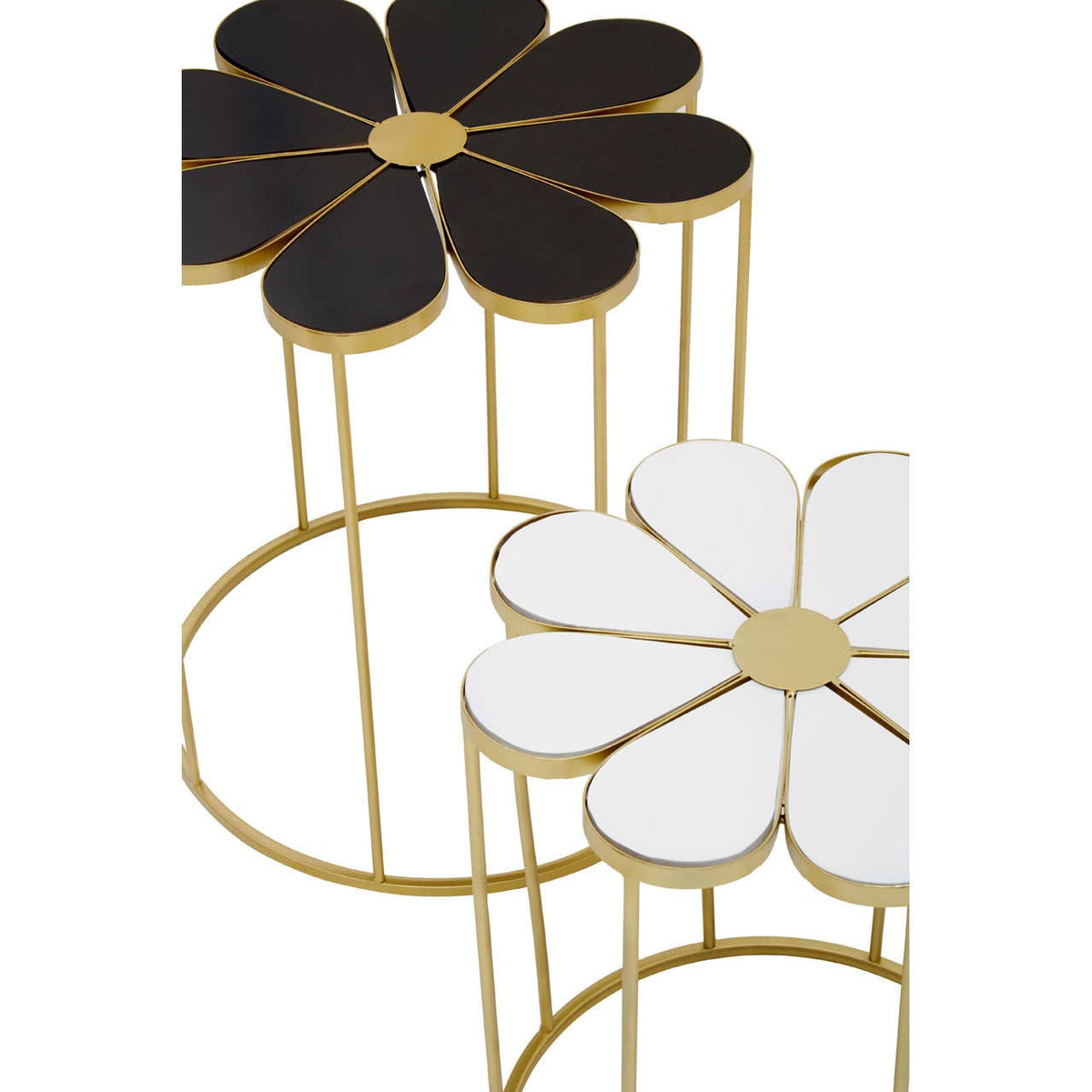 Jodie Set Of Two Black And White Petal Side Tables — view 4