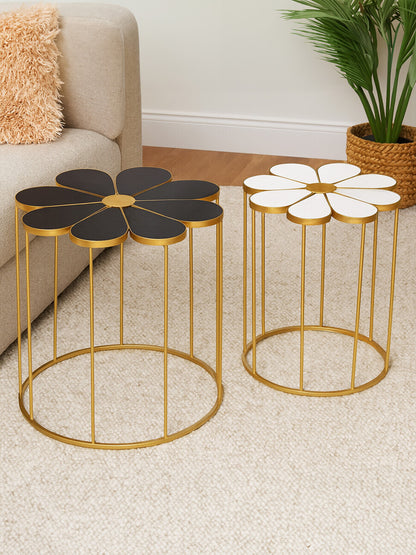 Jodie Set Of Two Black And White Petal Side Tables — view 7