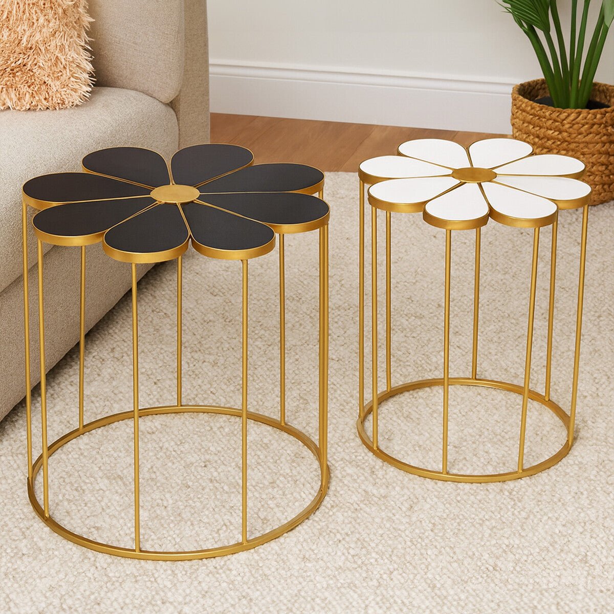 Jodie Set Of Two Black And White Petal Side Tables — view 8