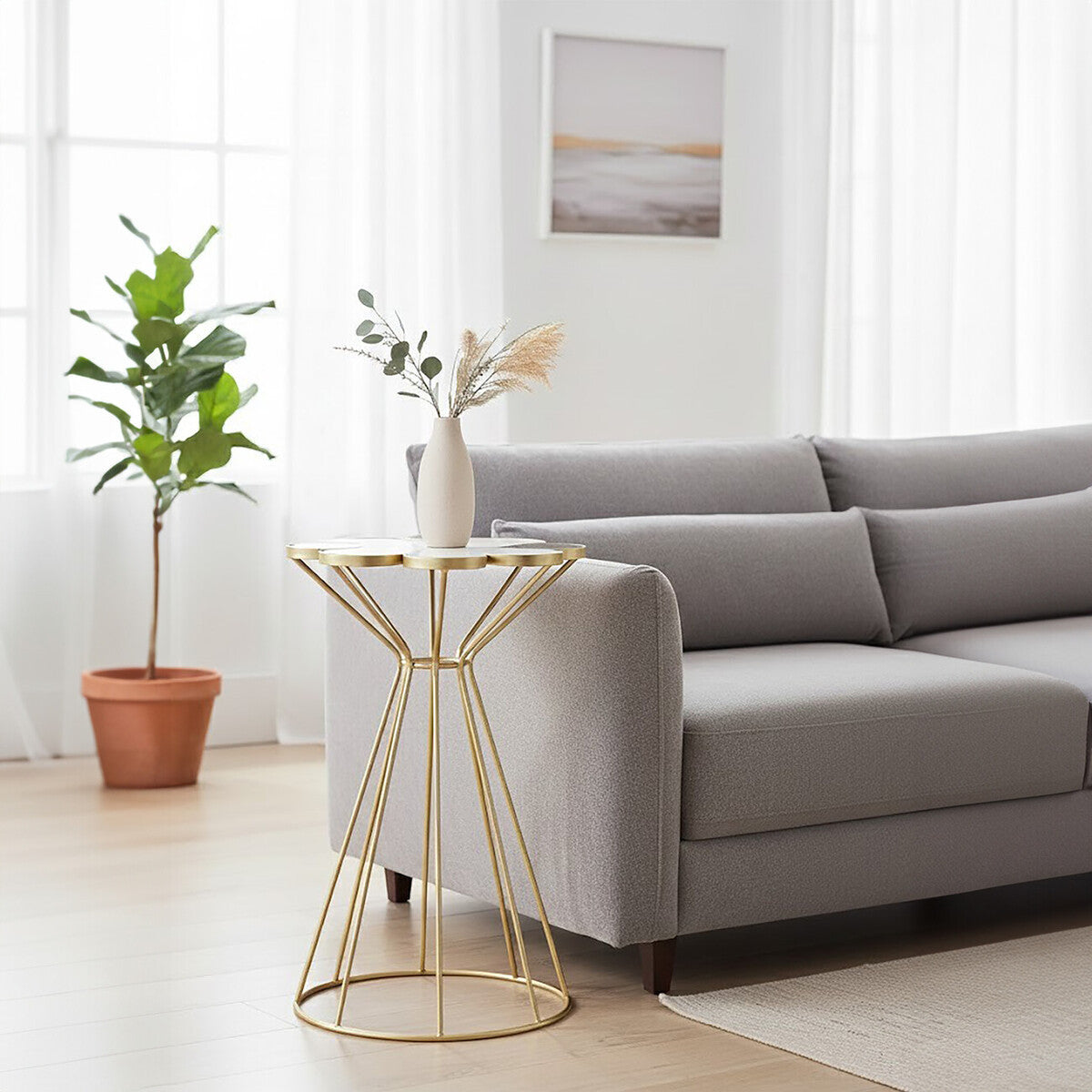 Jodie Black And White Petal End Table — view 9