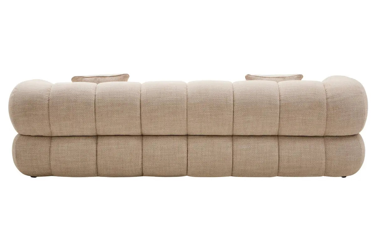 Ordona Cream Velvet Fabric 3 Seater Sofa
