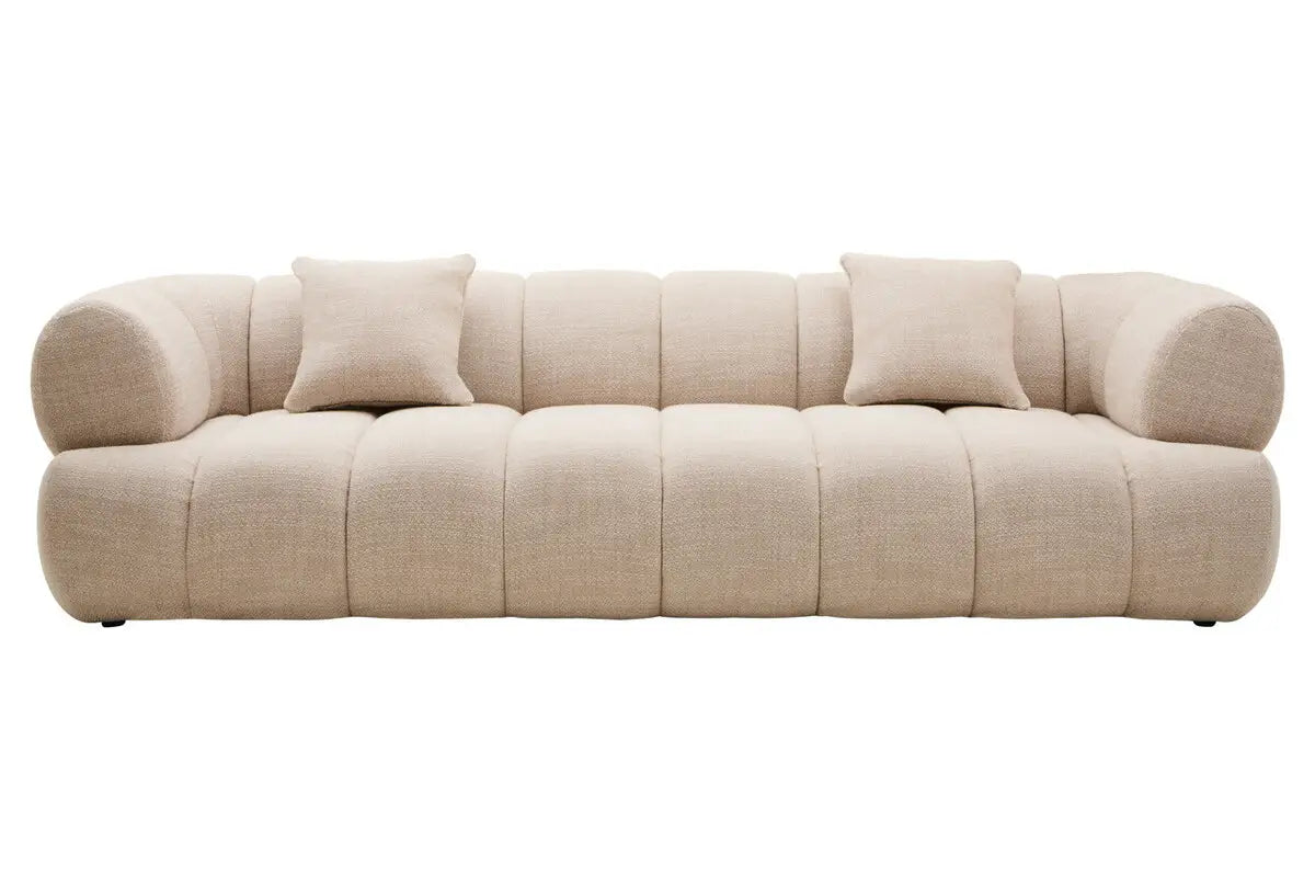 Ordona Cream Velvet Fabric 3 Seater Sofa