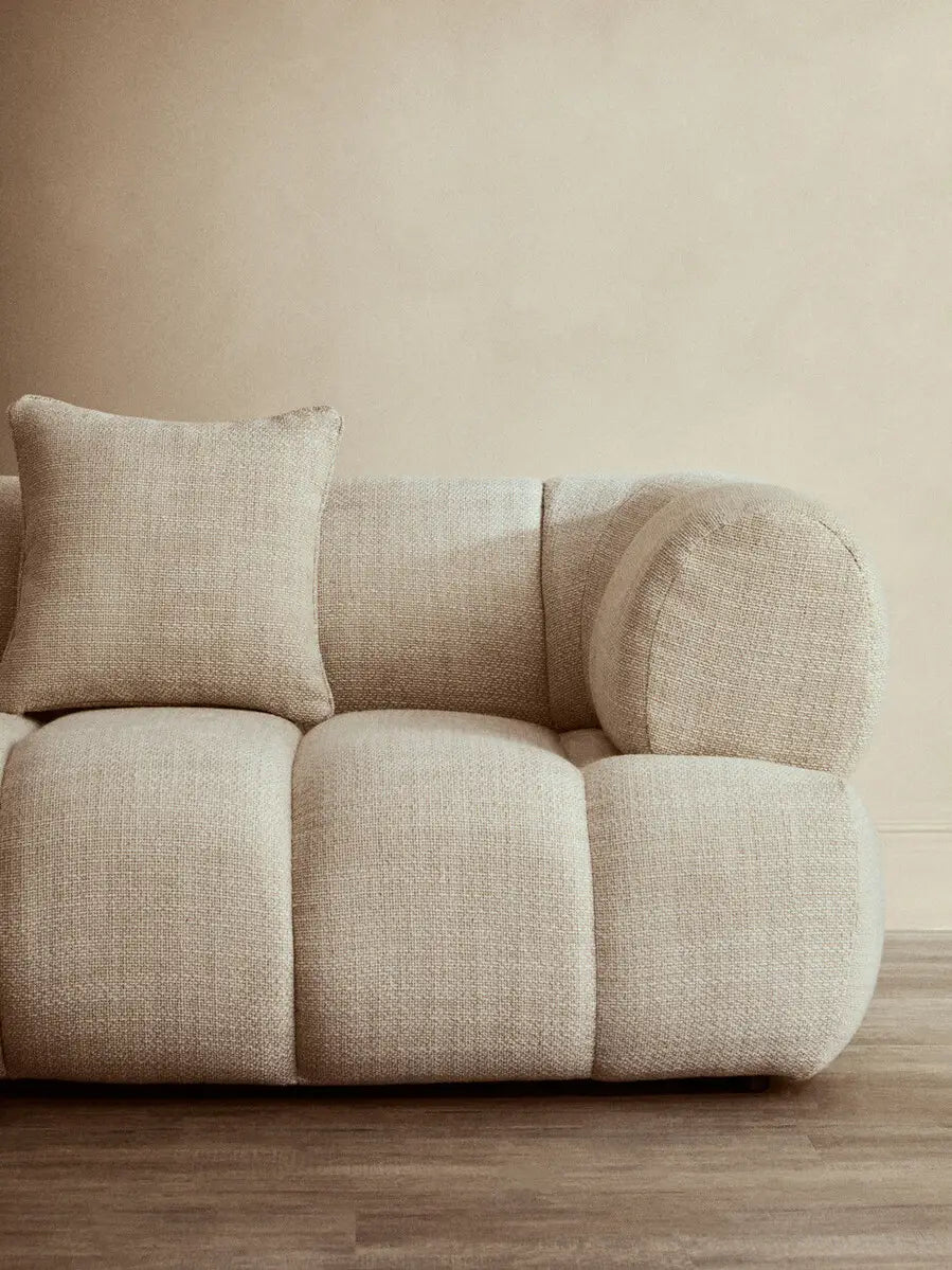 Ordona Cream Velvet Fabric 3 Seater Sofa