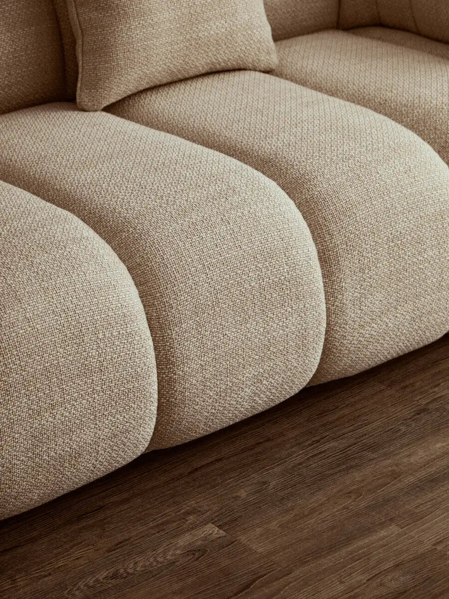 Ordona Cream Velvet Fabric 3 Seater Sofa