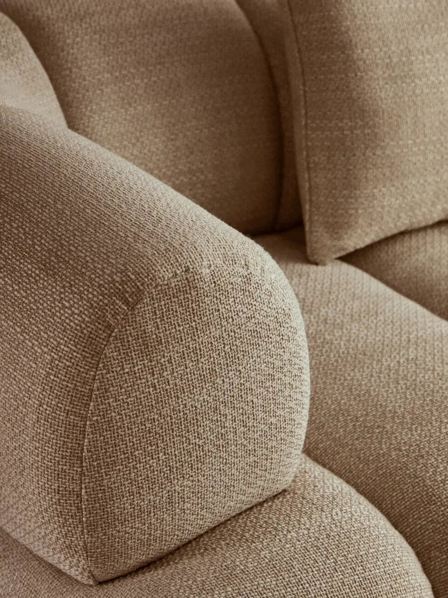 Ordona Cream Velvet Fabric 3 Seater Sofa