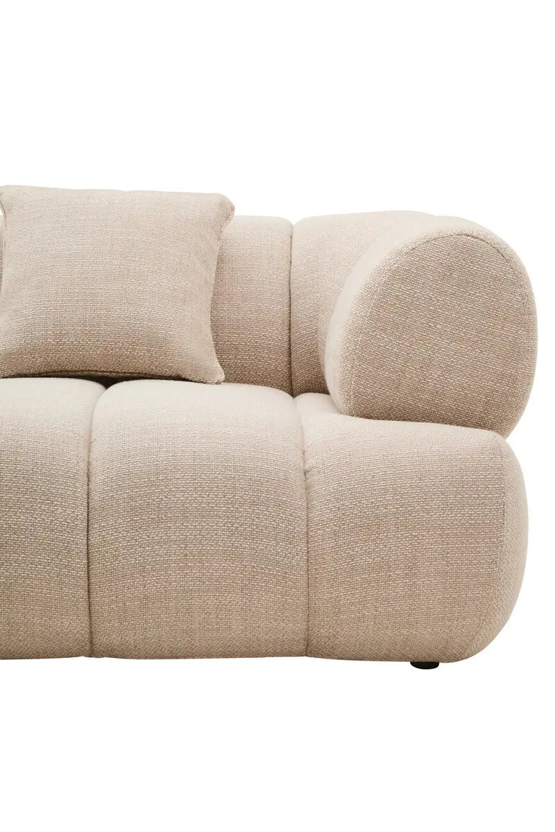 Ordona Cream Velvet Fabric 3 Seater Sofa