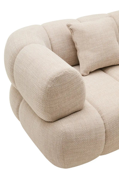 Ordona Cream Velvet Fabric 3 Seater Sofa