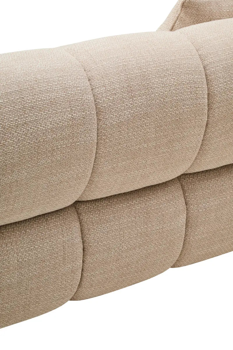 Ordona Cream Velvet Fabric 3 Seater Sofa