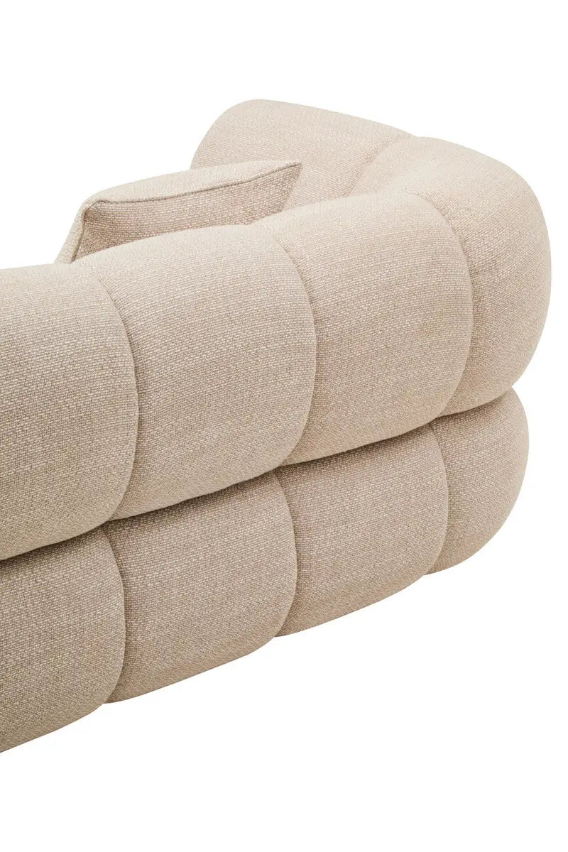 Ordona Cream Velvet Fabric 3 Seater Sofa
