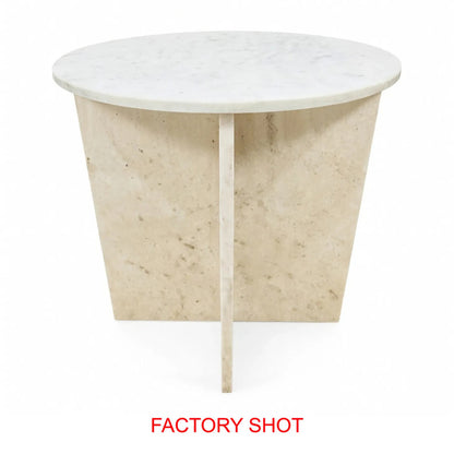 Savio White Marble Side Table