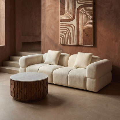 Anglet Cream Textured Fabric Large 3 Seater Sofa