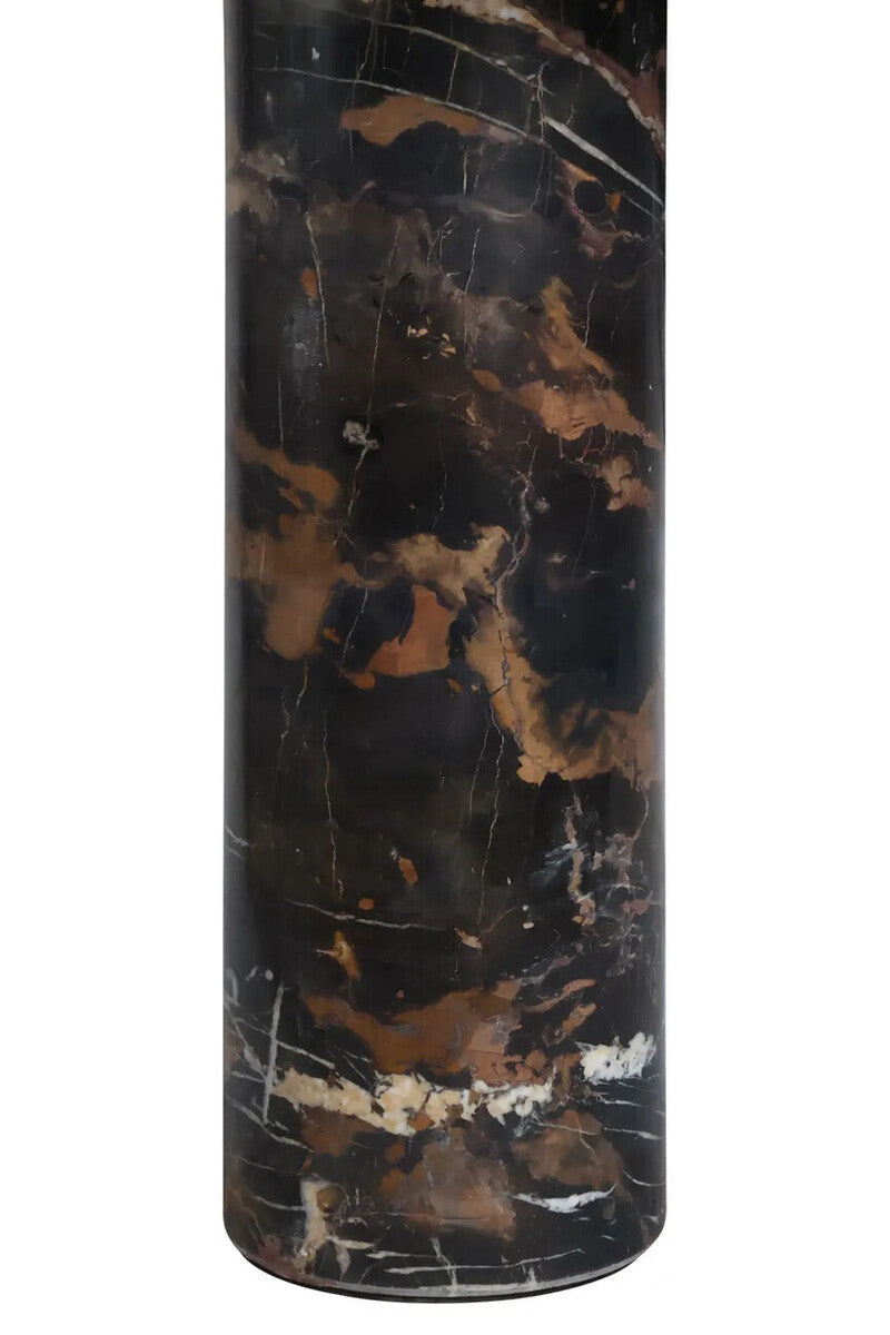 Mahon Black and White Marble Column Base Side Table with Metal Top – image 7